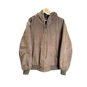 Red Barn Workwear Carhartt Style Brown Canvas Lined Hooded Jacket XL